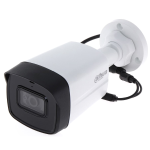 دوربین مداربسته داهوا مدل DH-HAC-HFW1500THP-I4 با طراحی بولت، بدنه سفید و مقاوم، مناسب برای نصب در فضای داخلی و خارجی