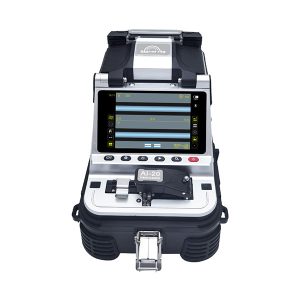 تصویر دستگاه فیوژن سیگنال فایر مدل AI-20 با صفحه نمایش لمسی ۵ اینچی، سیستم ۶ موتوره، باتری ۷۸۰۰ میلیآمپری، لیزر فیبر و پاورمتر برای جوش سریع و دقیق فیبر نوری، مجهز به کاتر اتوماتیک و شارژ معکوس USB.