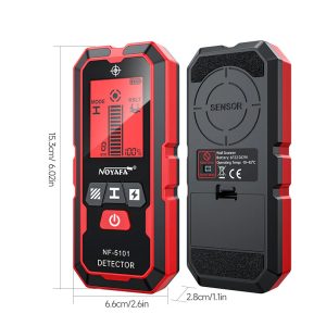 ردیاب دیوار چندکاره نویافا مدل NF-5101، دستگاه شناسایی فلزات، چوب و سیمهای برق AC در دیوارها و سطوح مختلف با هشدار صوتی و بصری و صفحه نمایش 2.4 اینچی.